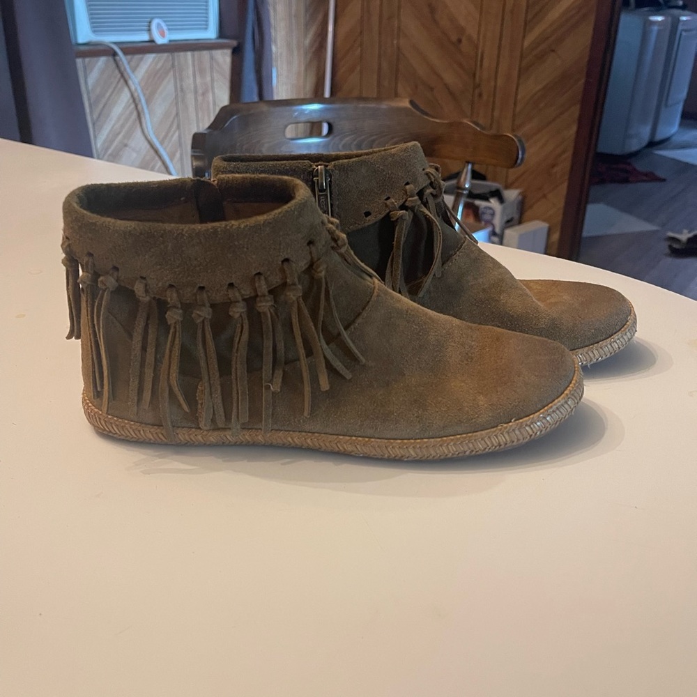 UGG Women's Suede Fringe Ankle Booties in Brown